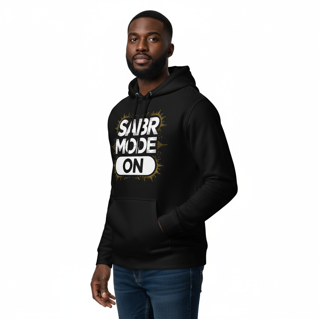 Black male three-quarter - SABR MODE ON hoodie