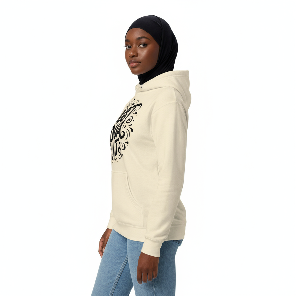 Cream hoodie side - Just Dua It