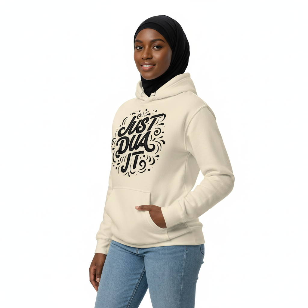Cream hoodie three-quarter - Just Dua It