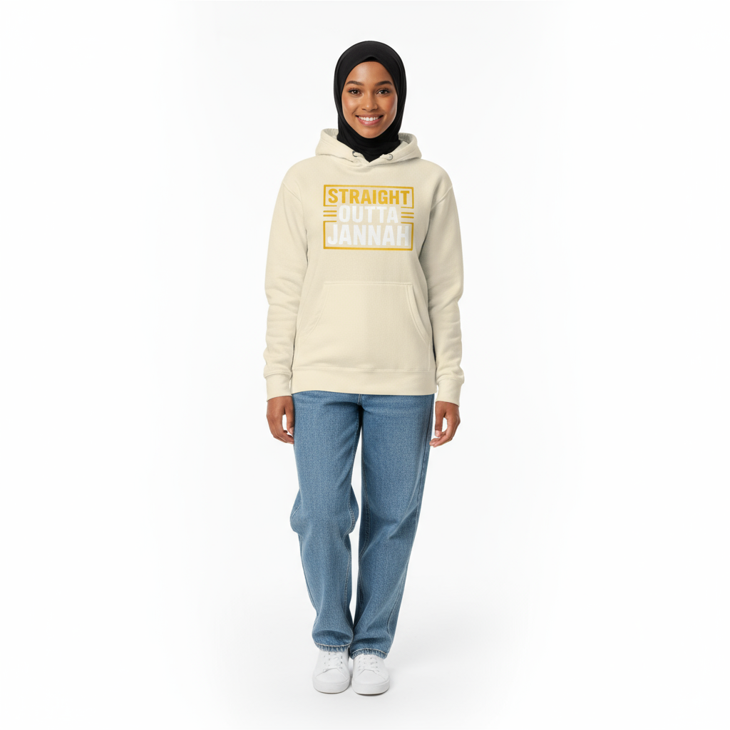 Female front - Cream Golden Frame hoodie
