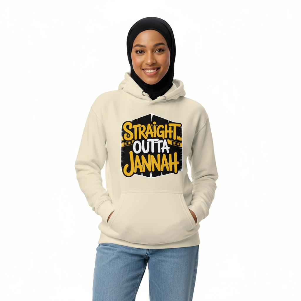 Female front - Cream hoodie with hijab