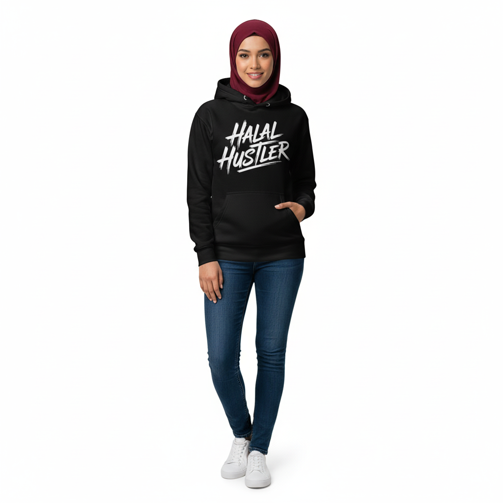Female full body - Halal Hustler hoodie