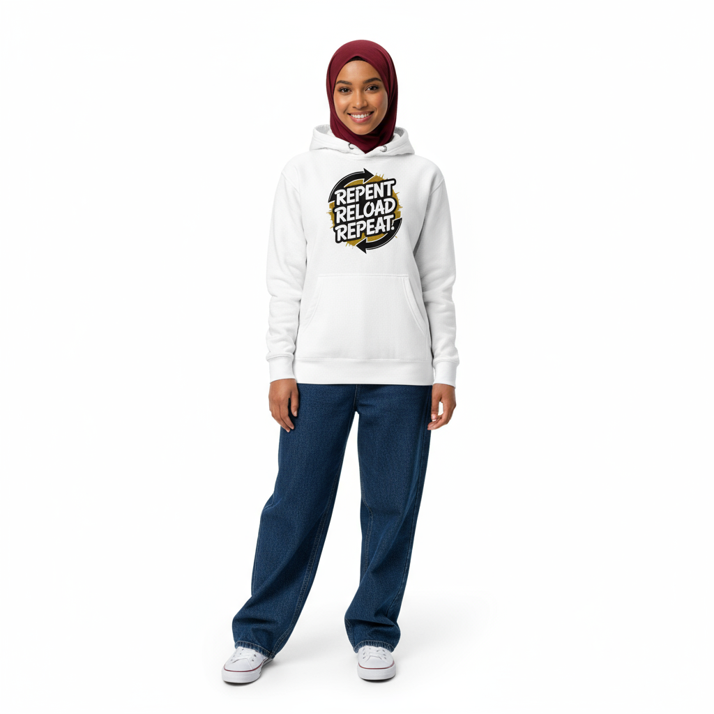 Female full body - Repent Reload Repeat with burgundy hijab