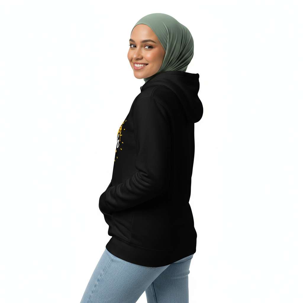 Female looking back - Deen Over Dunyah hoodie