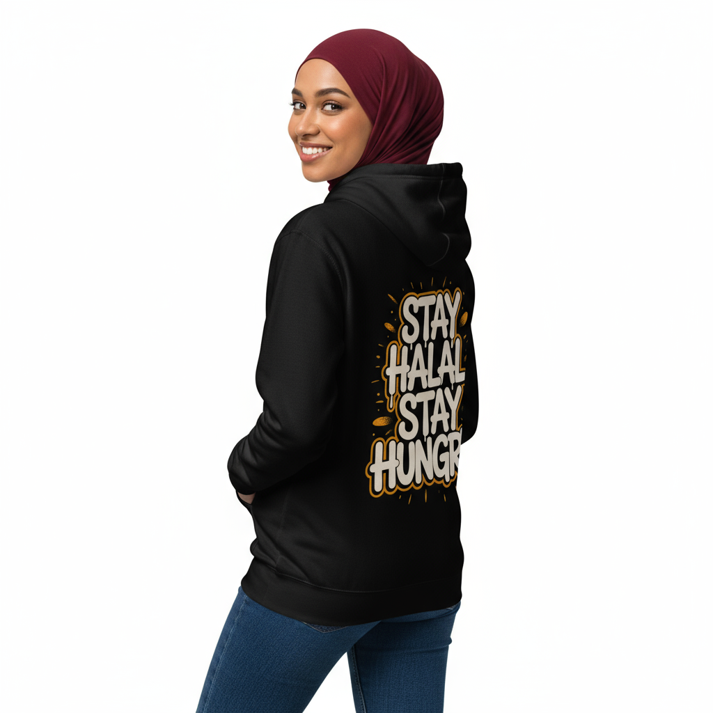 Female looking back - Stay Halal Stay Hungry