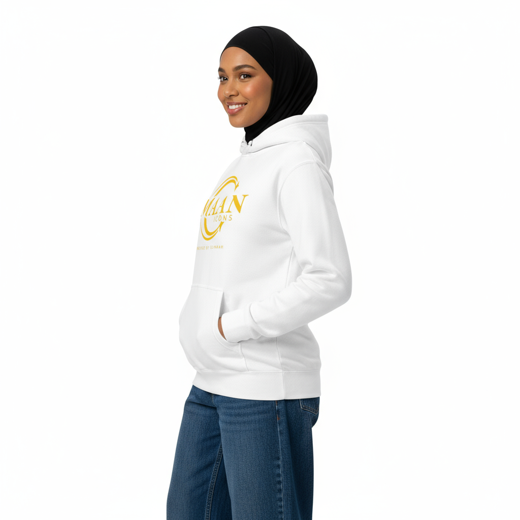Female side - Imaan Icons white hoodie