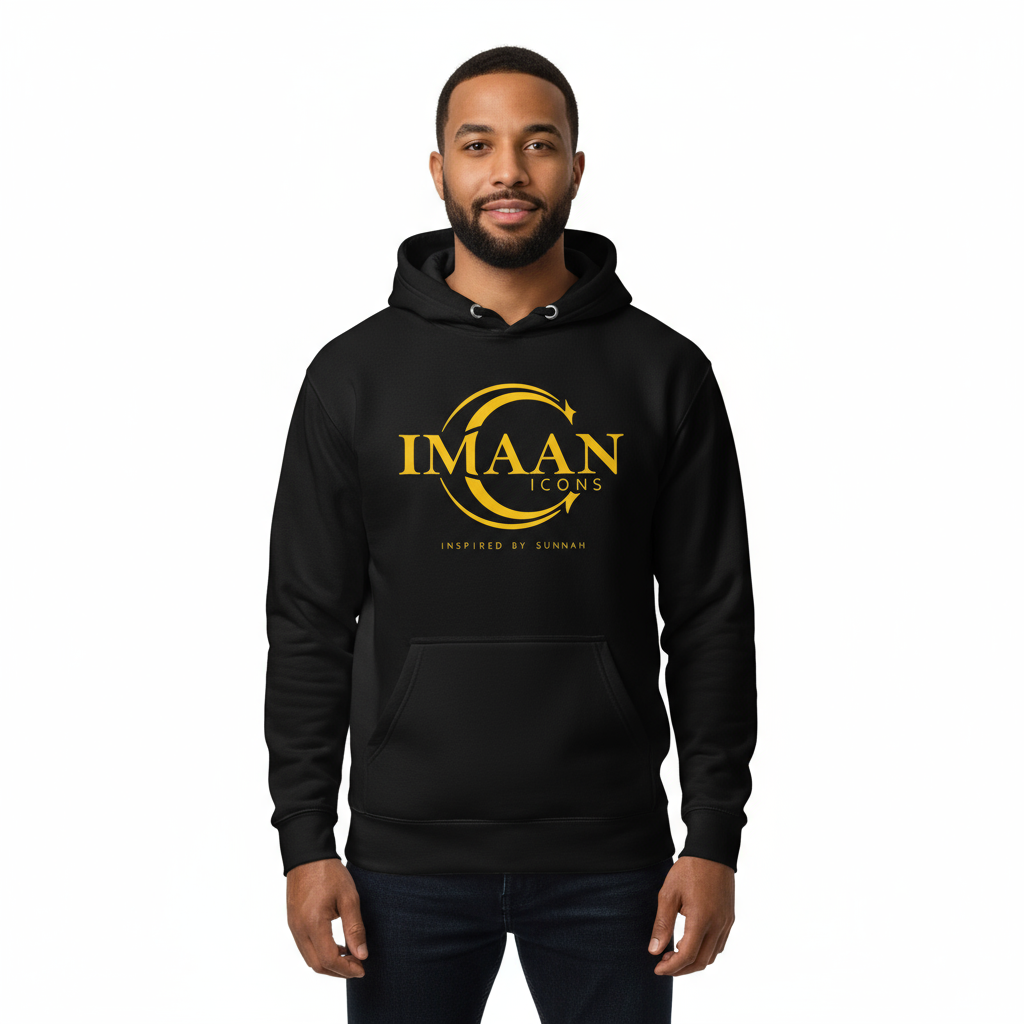 Male front - Imaan Icons black hoodie
