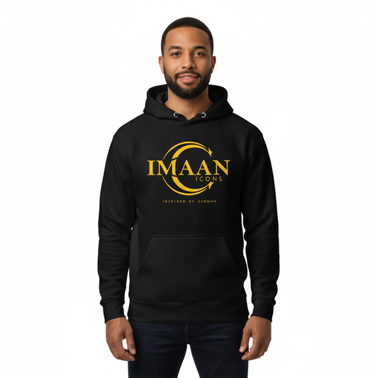 Male front - Imaan Icons black hoodie