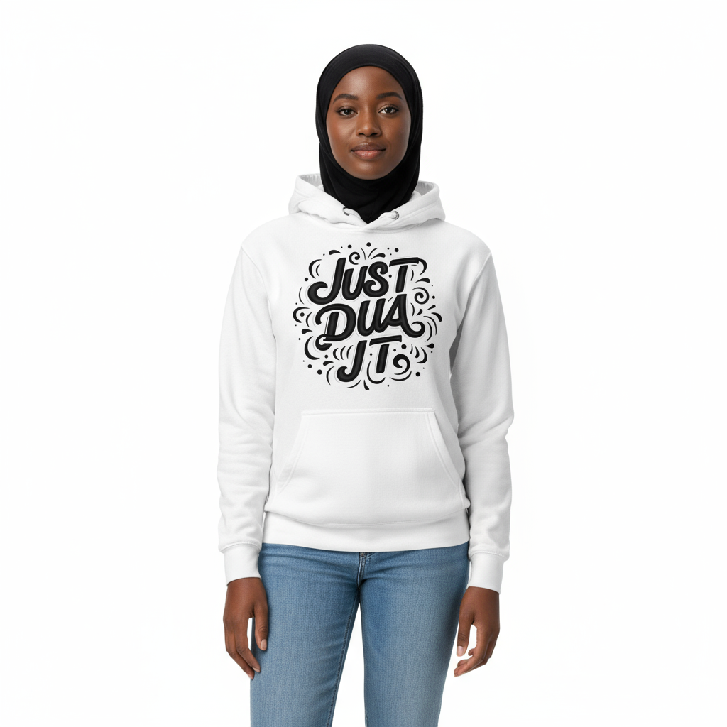 White hoodie full body - Just Dua It
